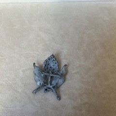 Beautiful Sparkling Vintage Palm Flower Gray Brooch W ith Crystal Detail