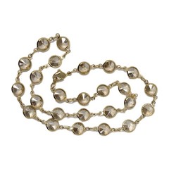 Champagne Crystal Bezel Necklace Gold Tone Vintage 17.5 Inches Sparkly!