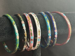 Vintage Cloisonne Bangle Bracelet Collection set of 7
