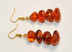 VINTAGE RUSSIAN SOVIET BALTIC SEA AMBER EARRINGS 老琥珀 USSR KALININGRAD STONE ROCK