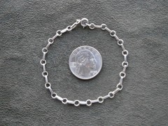 Dainty Textured Bar & Rope Link Chain Vtg 800 Silver Charm Bracelet 7.5″ ~ 2.5g