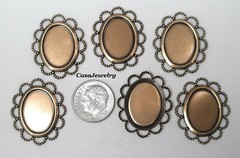#3051 ANTIQUED GOLD FLAT LACE BORDERED 18×13 BEZEL – 6 Pc Lot