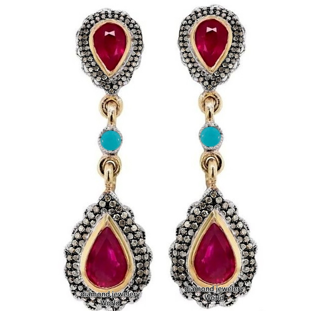 2.35ctw Rose Cut Diamond Gemstone Studded Silver Vintage Amazing Earring Jewelry