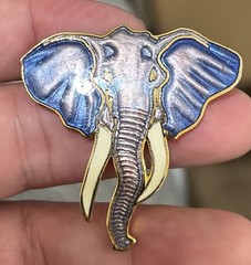 William Spear Elephant Brooch Pin Purple Enamel 1989 1980s Vintage