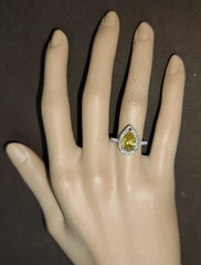 14k Yellow Gold Engagement Ring 1.91CT. Natural Pear cut Yellow Diamond GIA Cert