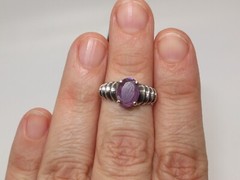 Nice Vintage Sterling Silver and Amethyst Ring Size 6