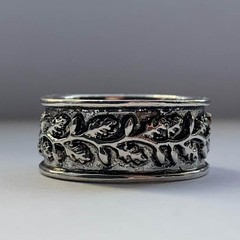 Vintage Carved Leaf Branch Ring Antique Silver Boho Wedding Band Jewelry Gifts
