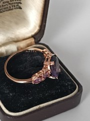 Vintage 1990-s 14 Ct Rolled Gold Amethyst Ring UK S 1/2, US 9 1/4- Hallmarked!
