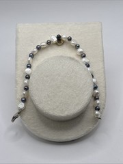 Vintage White Gray 5mm Pearl Bead Bracelet 7.5″