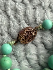 Antique Chinese Export stone beaded Sterling Gold Plated closure necklace 26.5