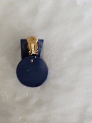 VTG Jeff Lieb Clip Earrings Blue/Gold Round Rhinestone One Of A Kind Handmade
