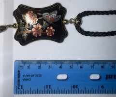 Vintage Cloisonné Enamel Pendant – Butterfly & Floral Design on Black – Gold…