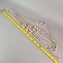 Vintage Faux Pearl Beaded Necklace Cream Pink Acrylic AB Yellow Glass Japan 16″