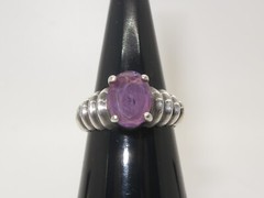 Nice Vintage Sterling Silver and Amethyst Ring Size 6