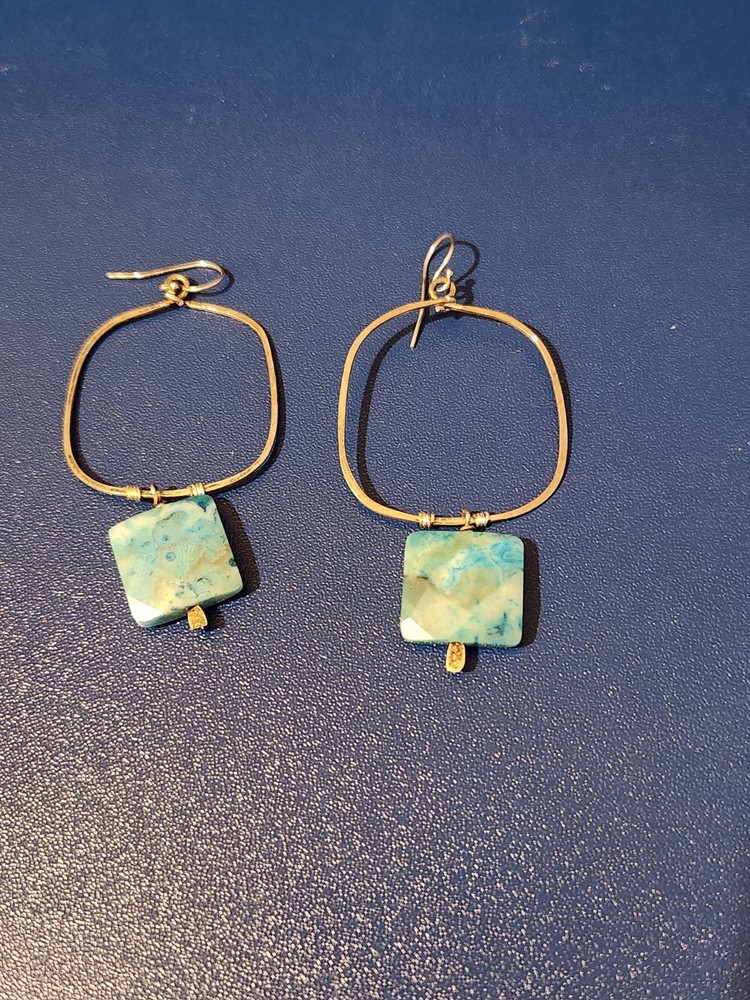 Sterling Silver Blue Stone Dangle Earrings