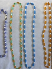 Vintage 1960s Plastic Bead Necklace Lot (5) Signed Hong Kong MCM Melon Beads