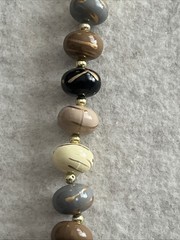 Vintage Earth Tone Acrylic/ Resin Beaded Necklace With Splashes Of Gold. 13”