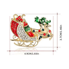 1pc Luxury Christmas Reindeer Brooch Pin Golden Plated Zinc Alloy Festive