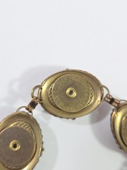 Vintage Jan Michaels Antiqued Brass Filigree Hematite Cabochon 5 Link Bracelet