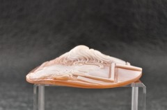 Vintage oval shape shell cameo “Two Girls” (64.0ct), sign by artist with case.