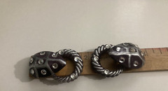 VTG Jeff Lieb Clip Earrings Purple/Silver/ Rhinestone One Of A Kind Handmade