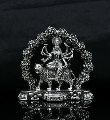 925 pure silver Goddess Gurga statue, figurine, puja article home temple art02