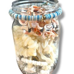 Beachy Style Stones Shells Other Ocean Vibes Mixed Jewelry Jar Good Condition