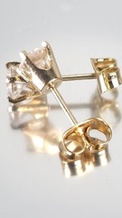 Vintage Estate 14K Solid Yellow Gold 0.5ct Cubic Zirconia Stud Earrings 4mm