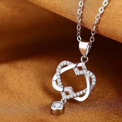 Round Cut Lab Created Diamond Propose & Love Gift Pendent 14K White Gold Finish