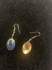 Vintage Edgar Berebi Brown Enamel Gold Tone Pierced Dangle Earrings