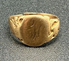 Vintage 10K Gold Ring Monogram Initial Engraved Victorian Size Unknown 3.08g