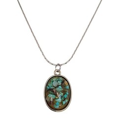 Vintage Confetti Lucite Pendant Necklace Silver Tone Chain 18″ Bohemian Indie