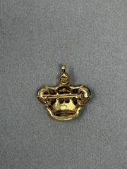 Vintage Butler & Wilson Regal Crown Crystal Brooch, Ruby Red Cabochons, England