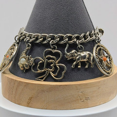 Vintage Charm Bracelet Lucky Charm Travel 7.25″