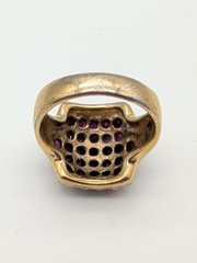 Vintage Gold over 925 Sterling Silver Ruby Pavé Ring Sz 9