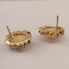 Vintage 14k Coral Stud Earrings. 1/2″x5/8″/ Weight 6.4 Grams. 10x 12 mm Coral.
