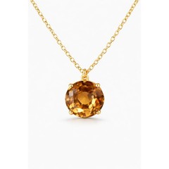 Les Nereides La Diamantine Golden Brown Round Stone Pendant Necklace