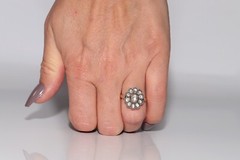 New Made 14k Gold Top Silver Natural Rose Cut Diamond Decorated Ring