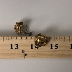 Vintage Gold Tone Dome Earrings Twisted Rope Screw Back Retro Metal Jewelry
