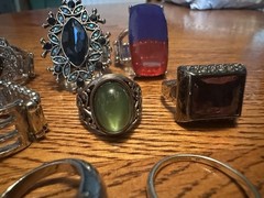 Vintage to Modern 17 Rings Adjustable & Various Sizes Rhinestones Faux Pearls