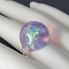 Pink Clear Lucite Dome Ring Size 7.75-8 Iridescent Opalescent Retro Moon Ring