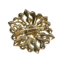 VTG Liz Claiborne Green Rhinestone Brooch Pin 2” Gold Tone Flower