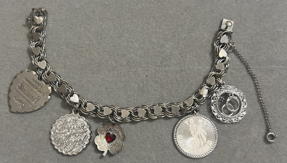 1960’s Vintage Sterling Silver Charm Bracelet Anniversary Birthday Wedding