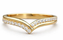 0.21TCW Round Cut White Moissanite V Shaped Women’s Ring Pure 10K Yellow Gold FN