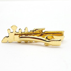 Train AT SF RR Atchison Topeka and Santa Fe Railway Gold Tone Vintage Tie Clasp