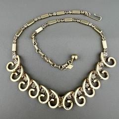 Vintage Sarah Coventry Necklace Celestial Fire Gold Tone Rhinestone 50s Signed