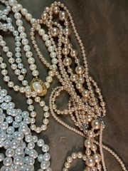 Approximately 3 Pounds Of Vintage Pearl Bead Necklaces Champagne And Various Col