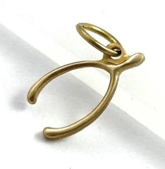 Vintage Charm Tiny Wishbone Dainty Necklace Pendant Brass Symbolic For Luck