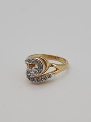 18KT HGE Yellow Gold Plated Swirl CZ Accent Cocktail Engagement Vintage Ring…