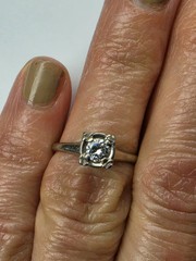Antique Art Deco .25ct Diamond 14K White Gold Ring Sz 4 1/2 Estate Fresh